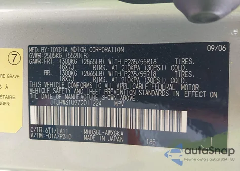 2007 Lexus Rx 400H from USA, damaged, VIN JTJHW31U972011224